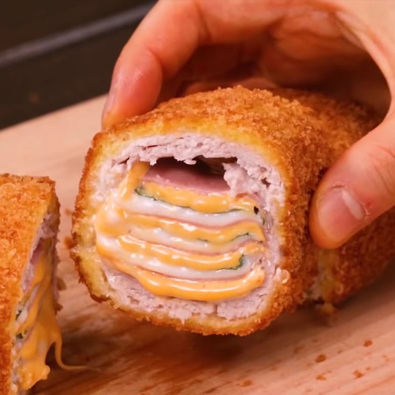Bước 7 Thành phẩm Thịt heo cuộn phô mai jambon chiên xù