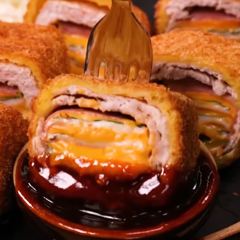 Bước 7 Thành phẩm Thịt heo cuộn phô mai jambon chiên xù