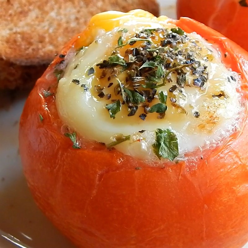 Bước 4 Thành phẩm Cà chua nướng trứng
