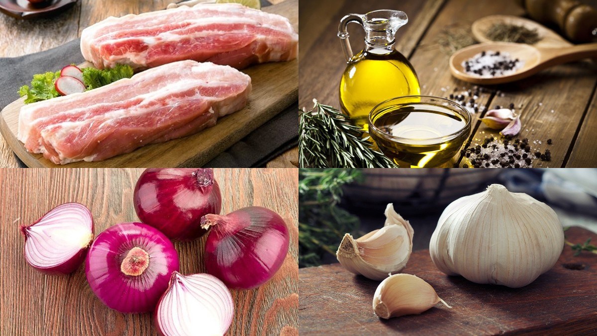 Nguyên liệu món ăn 3 cách làm thịt ba chỉ rim
