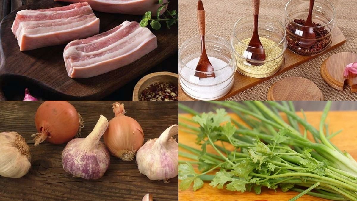 Nguyên liệu món ăn thịt ba chỉ rim mặn ngọt