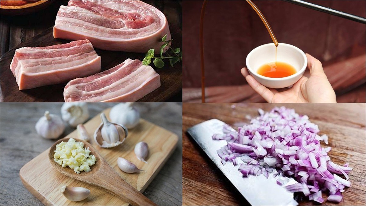 Nguyên liệu món ăn 3 cách làm thịt ba chỉ rim