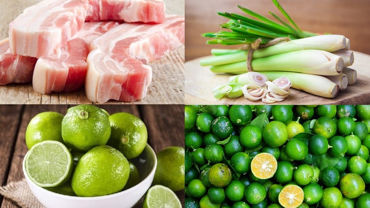 Nguyên liệu món ăn thịt ba rọi chiên giòn lắc sả tắc