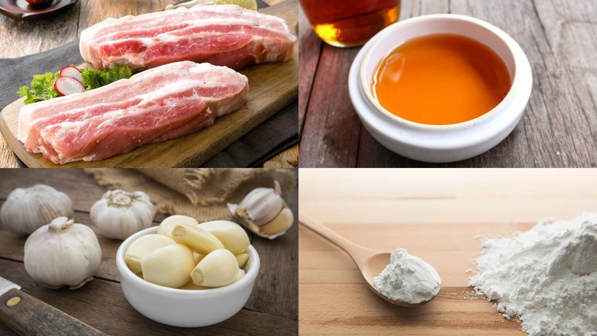 Nguyên liệu món ăn thịt ba rọi chiên nước mắm