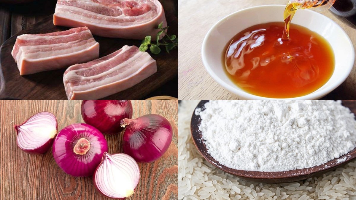 Nguyên liệu món ăn thịt ba rọi chiên nước mắm