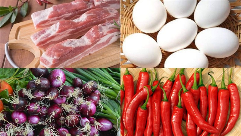 Nguyên liệu món ăn thịt kho tàu bằng nồi áp suất điện đa năng