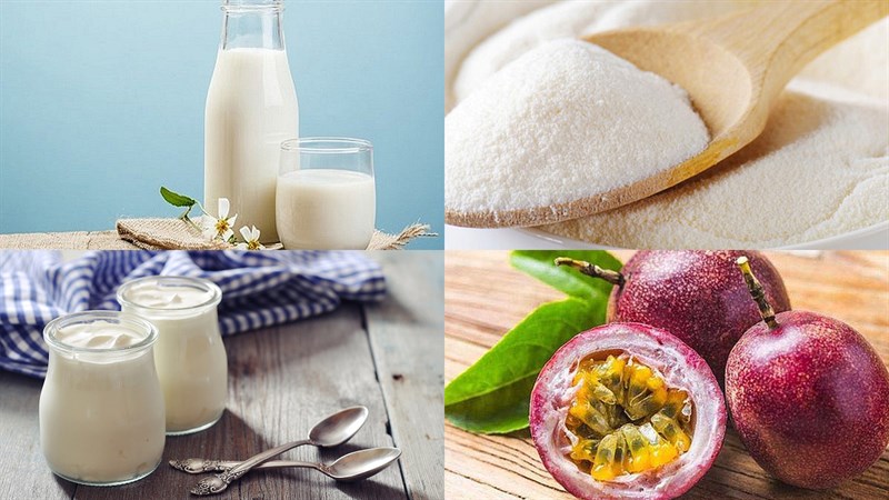 Nguyên liệu món ăn panna cotta sữa chua thạch chanh dây