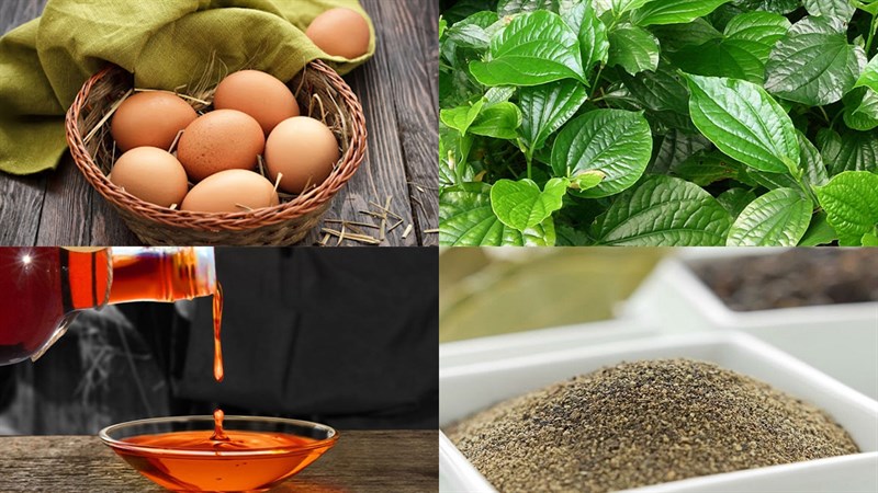 Nguyên liệu món ăn trứng chiên lá lốt thịt băm, trứng chiên lá lốt