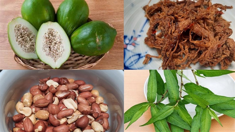 Nguyên liệu món ăn gỏi đu đủ khô bò (bò hít)