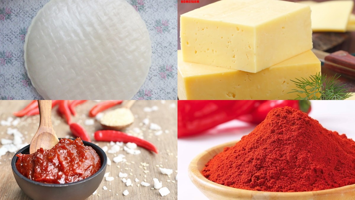 Nguyên liệu món ăn tokbokki phô mai bằng bánh tráng