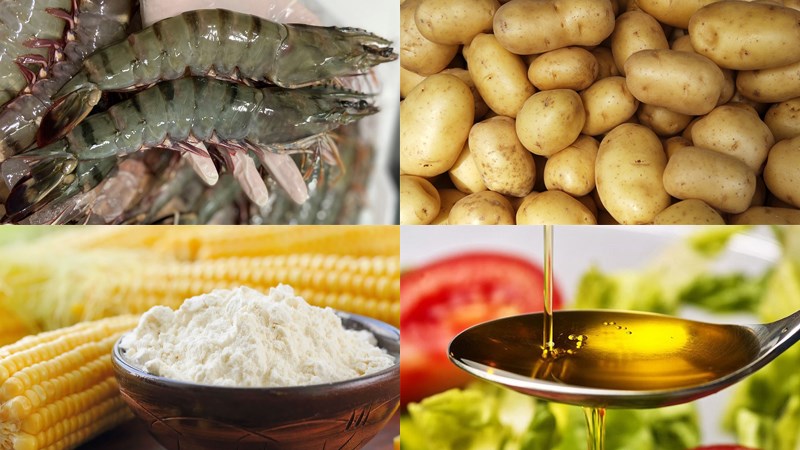Nguyên liệu món ăn tôm chiên khoai tây