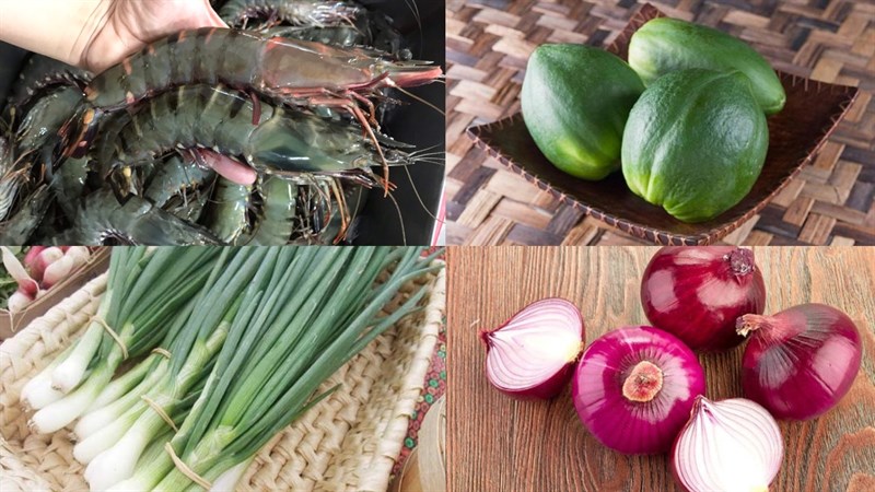 Nguyên liệu món ăn canh đu đủ nấu tôm tươi