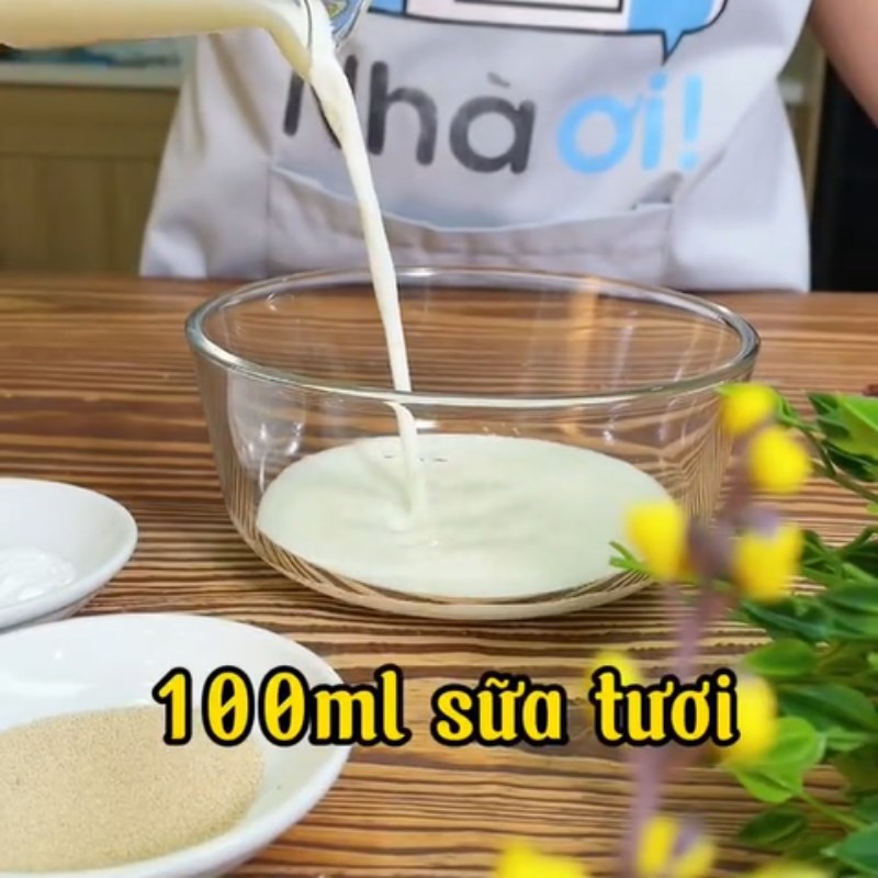 Bước 1 Trộn bột Bánh tiêu sầu riêng (Công thức được chia sẻ từ Tiktok Cách Nấu Ngon cùng Cách Nấu Ngon)
