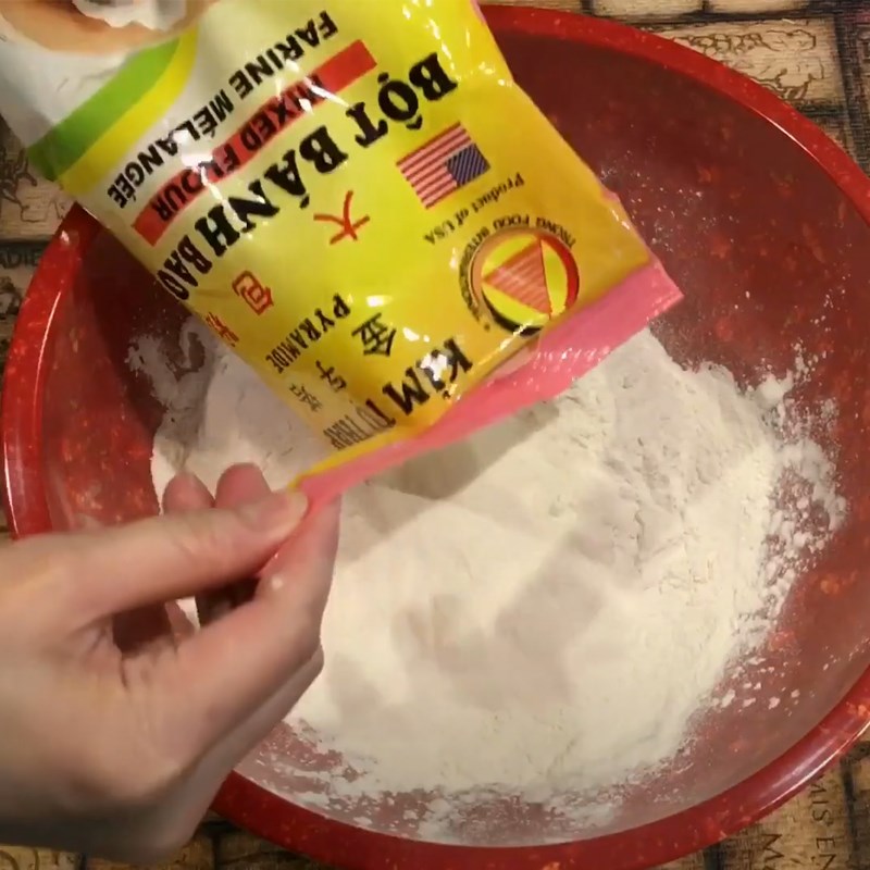 Bước 4 Trộn bột bánh bao Bánh bao nhân đậu đỏ chay