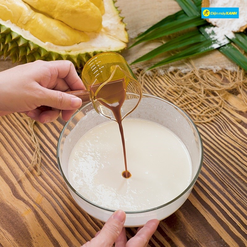 Bước 2 Trộn bột bánh mochi Bánh mochi nhân kem sầu riêng