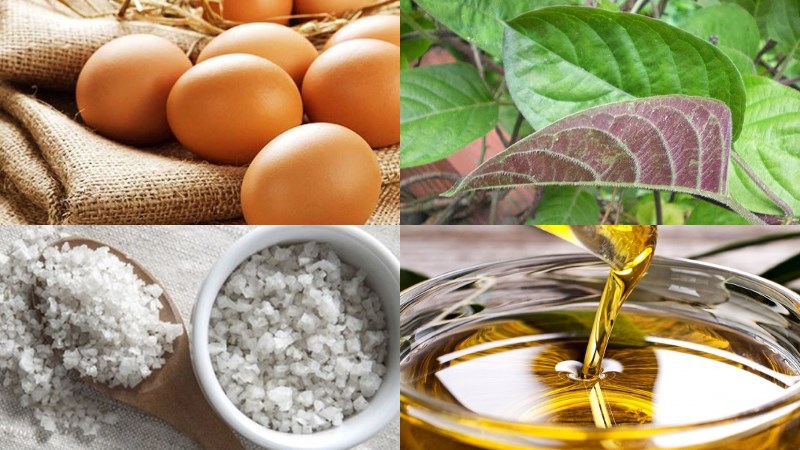 Nguyên liệu món ăn trứng chiên lá mơ