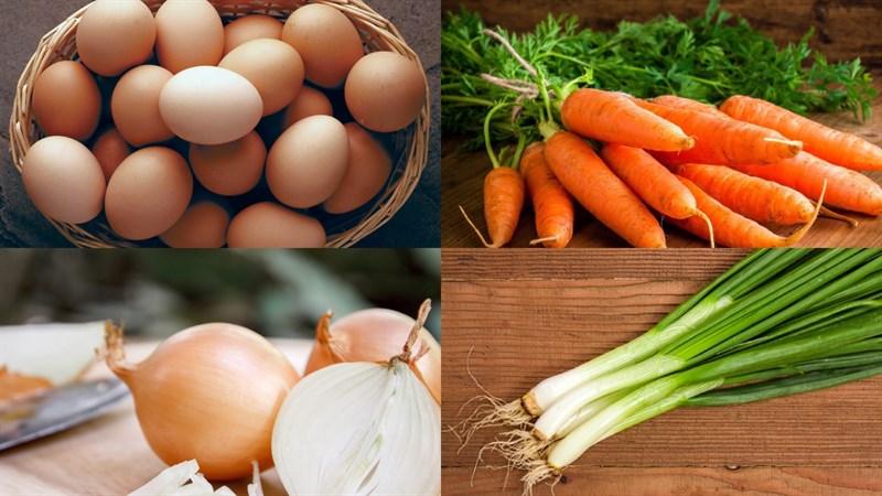 Nguyên liệu món ăn trứng cuộn rau củ