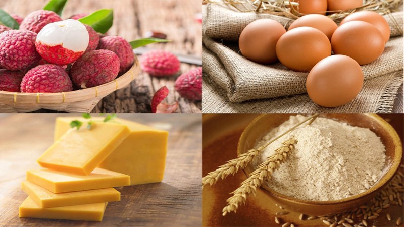 Nguyên liệu món ăn vải nhân phô mai chiên xù
