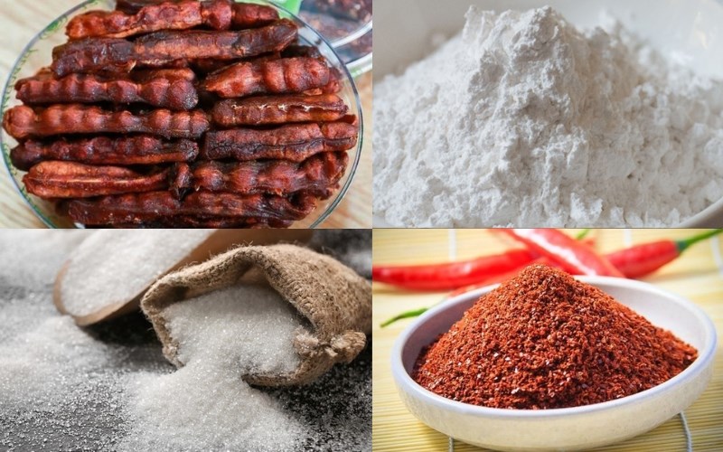 Nguyên liệu món ăn kẹo mứt me viên chua cay