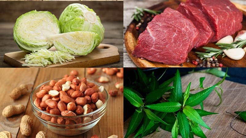 Nguyên liệu món ăn thịt bò trộn bắp cải