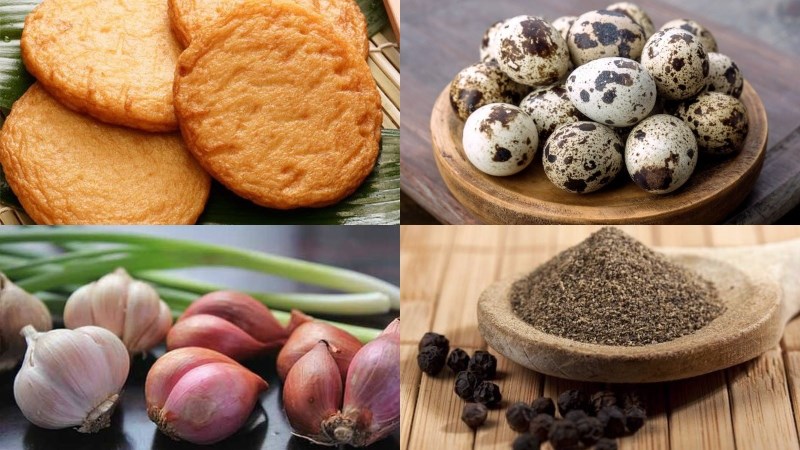 Nguyên liệu món ăn chả cá kho trứng cút và thịt