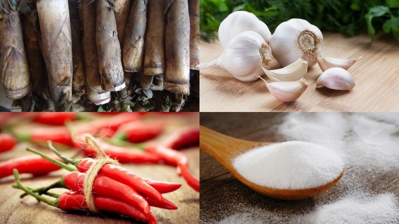 Nguyên liệu món ăn măng chua tỏi ớt
