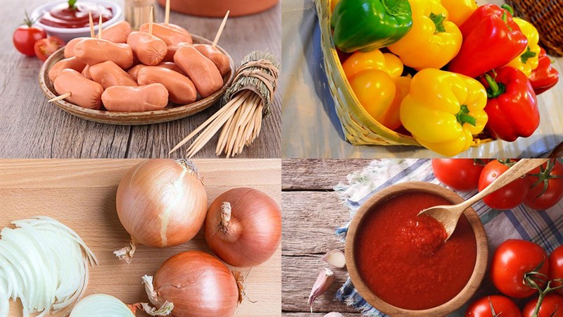 Nguyên liệu món ăn xúc xích xào rau củ hàn quốc