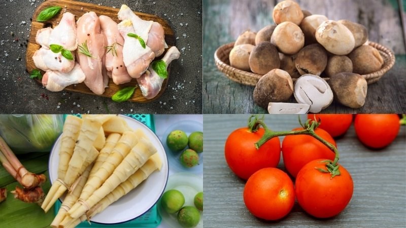 Nguyên liệu món ăn lẩu gà măng cay