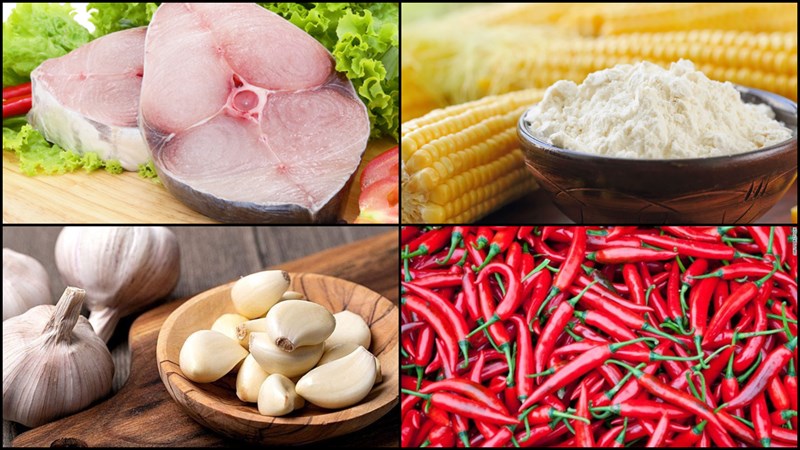 Nguyên liệu món ăn cá thu chiên sốt cà và chiên tỏi ớt