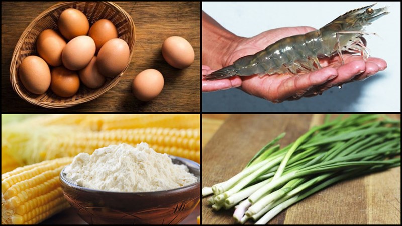 Nguyên liệu món ăn tôm chiên trứng, trứng chiên tôm
